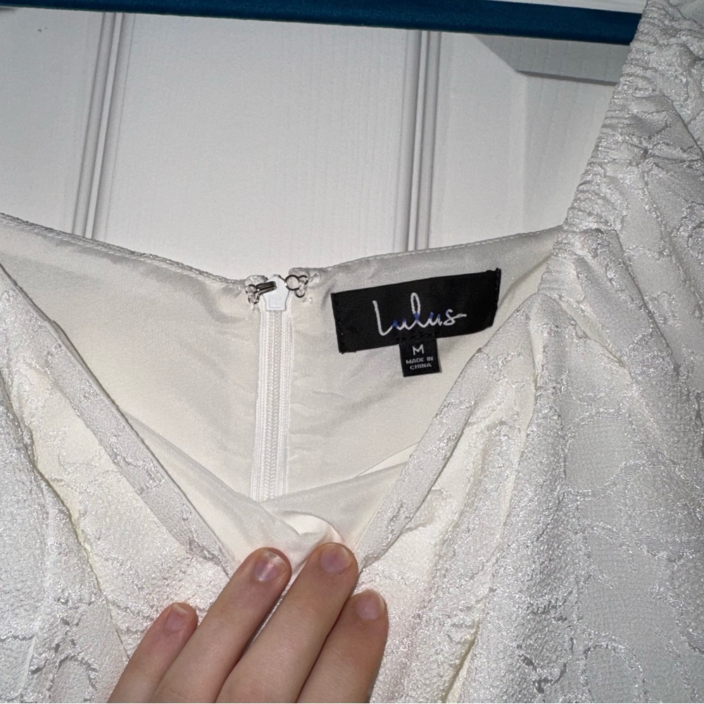 Lulu's White Textured Mini Dress - Picture 3 of 3